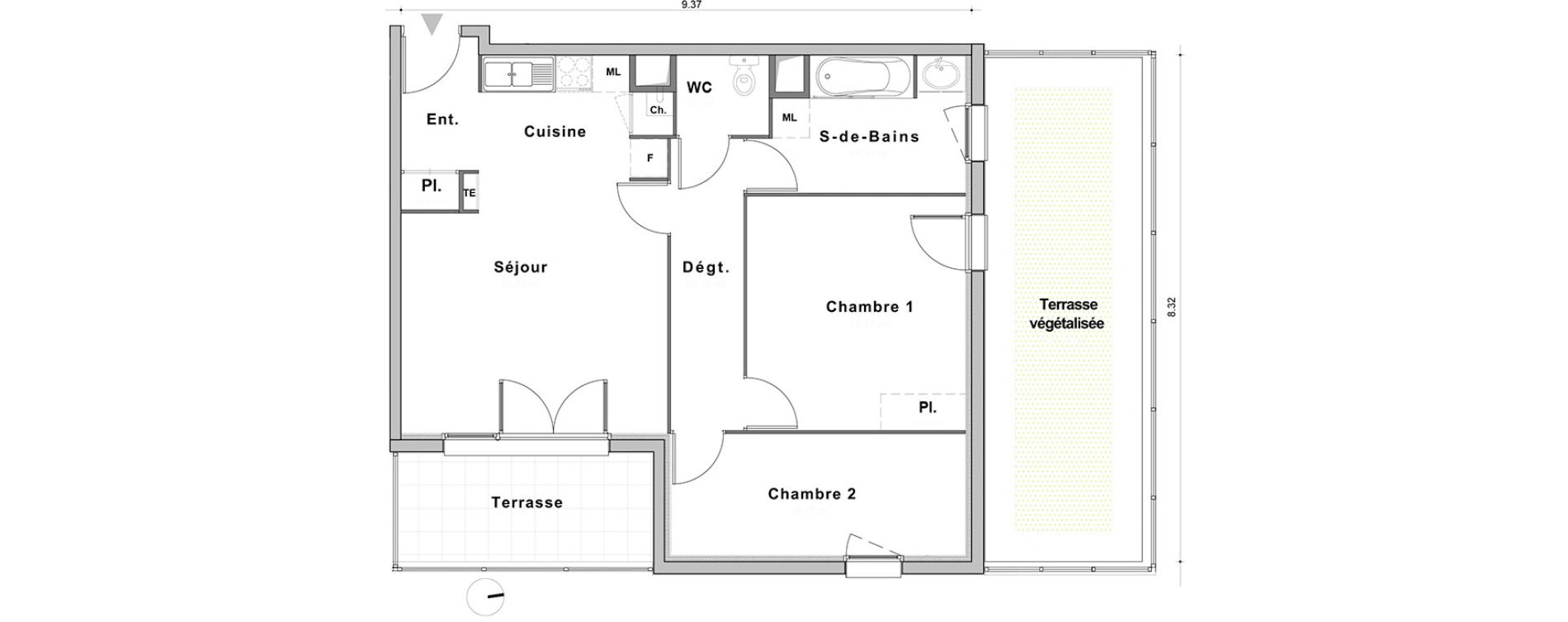 Appartement T3 de 65,21 m2 au Petit-Quevilly Centre