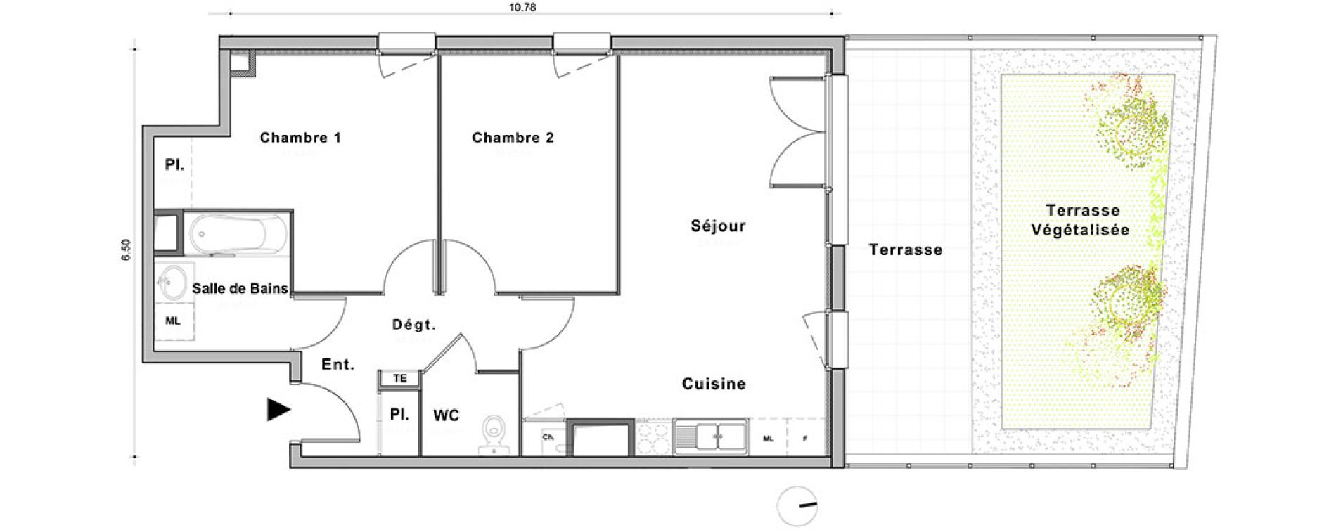 Appartement T3 de 60,50 m2 au Petit-Quevilly Centre