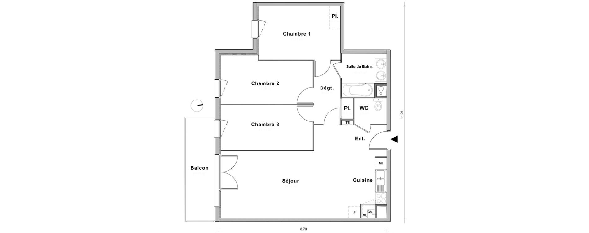 Appartement T4 de 81,30 m2 au Petit-Quevilly Centre