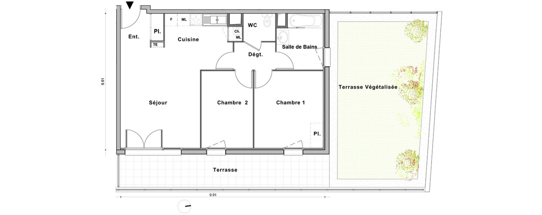 Appartement T3 de 61,84 m2 au Petit-Quevilly Centre