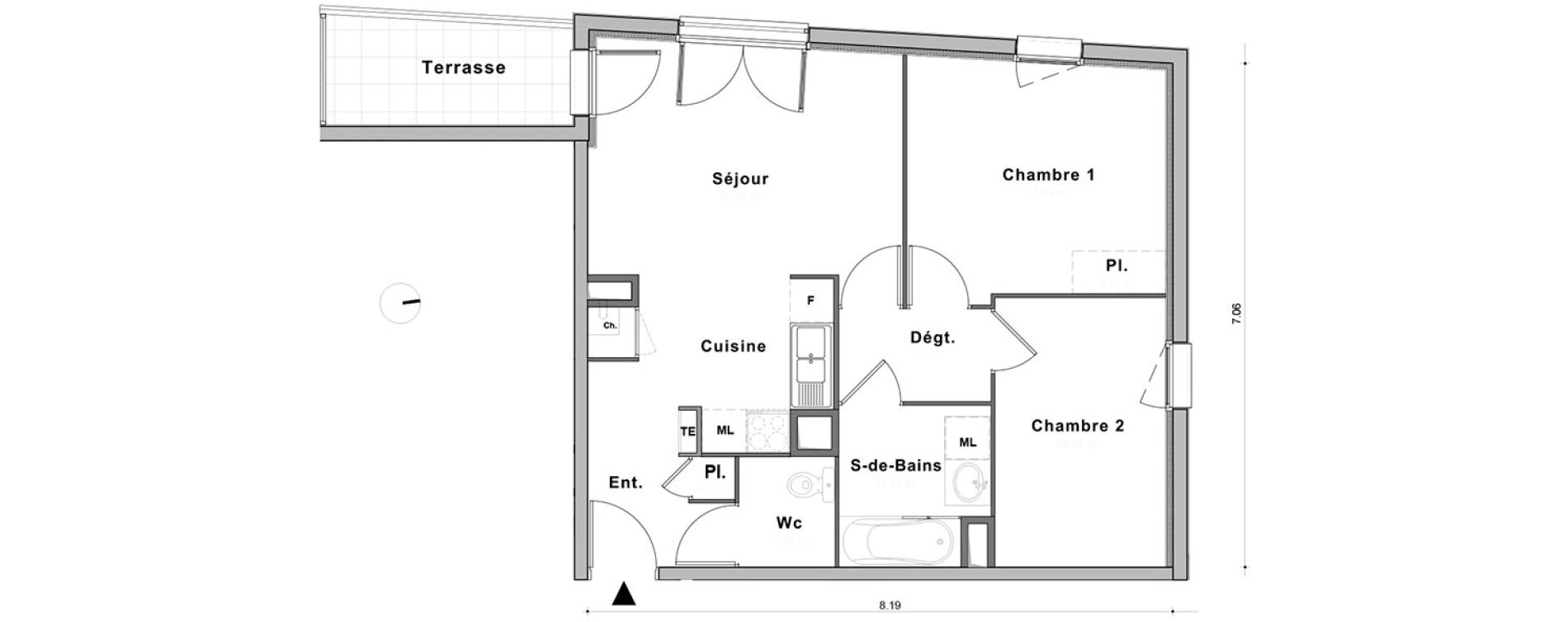 Appartement T3 de 55,61 m2 au Petit-Quevilly Centre