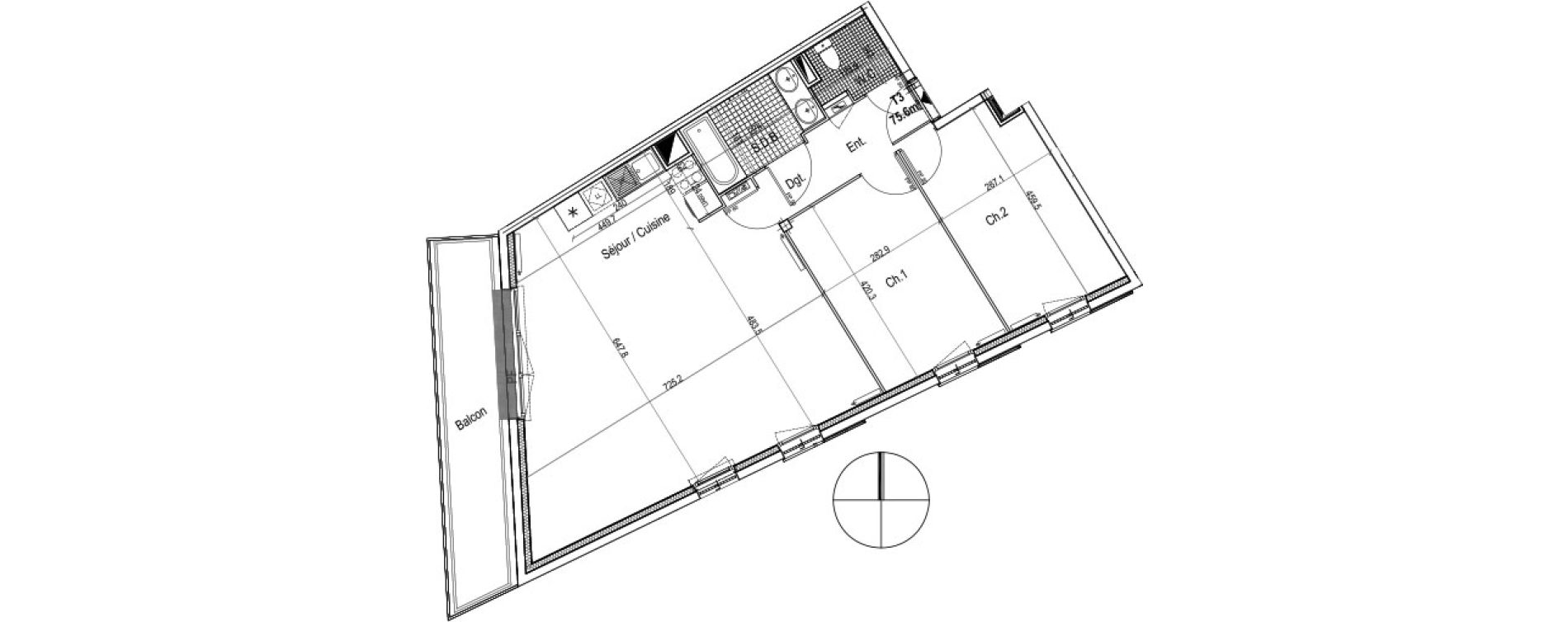 Appartement T3 de 75,60 m2 au Petit-Quevilly Centre