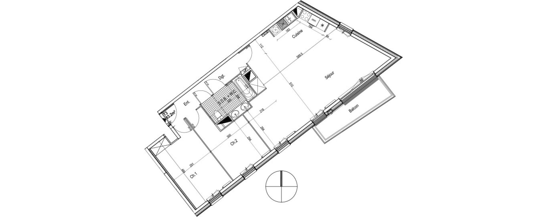 Appartement T3 de 83,20 m2 au Petit-Quevilly Centre