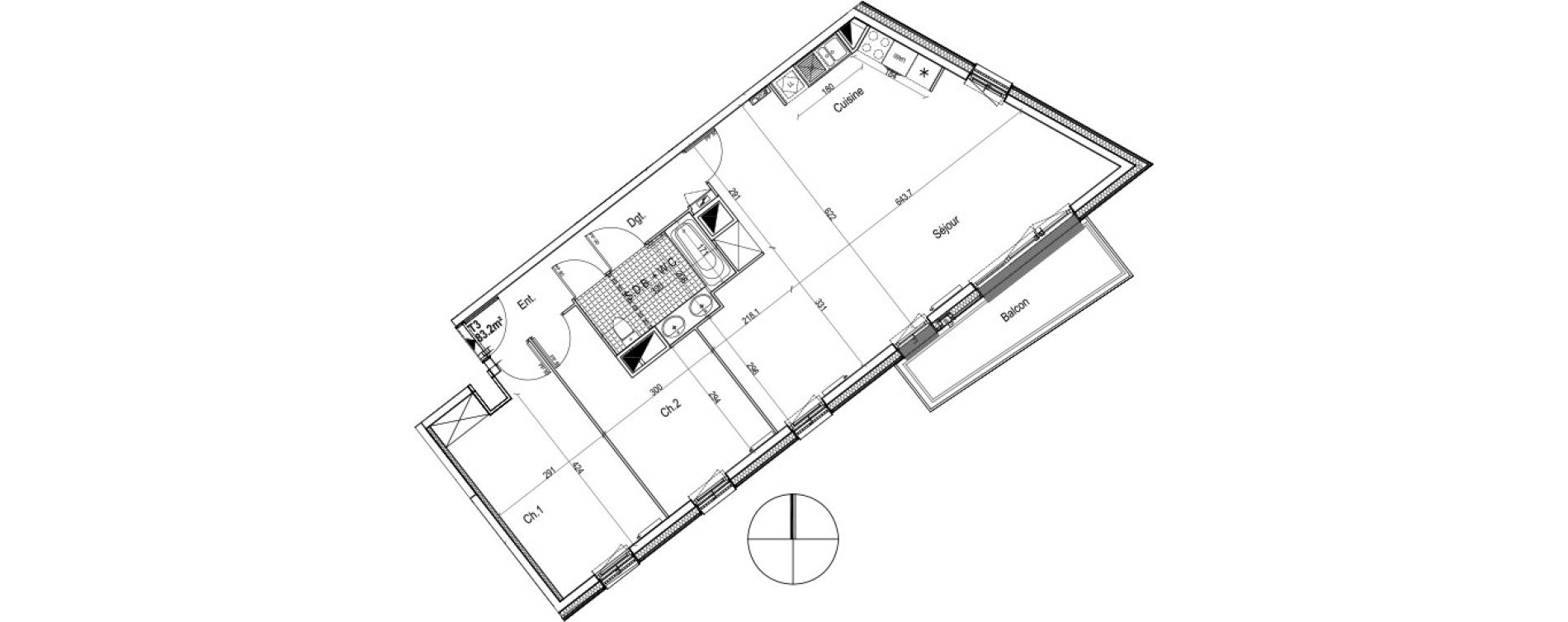 Appartement T3 de 83,20 m2 au Petit-Quevilly Centre