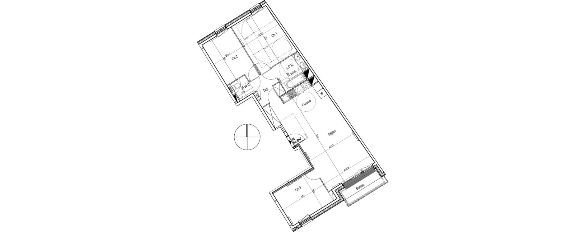 Appartement T4 de 80,60 m2 au Petit-Quevilly Centre