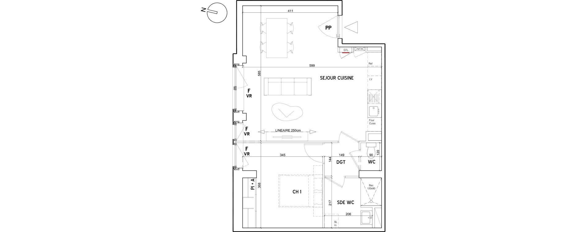 Appartement T2 de 51,80 m2 au Petit-Quevilly Centre