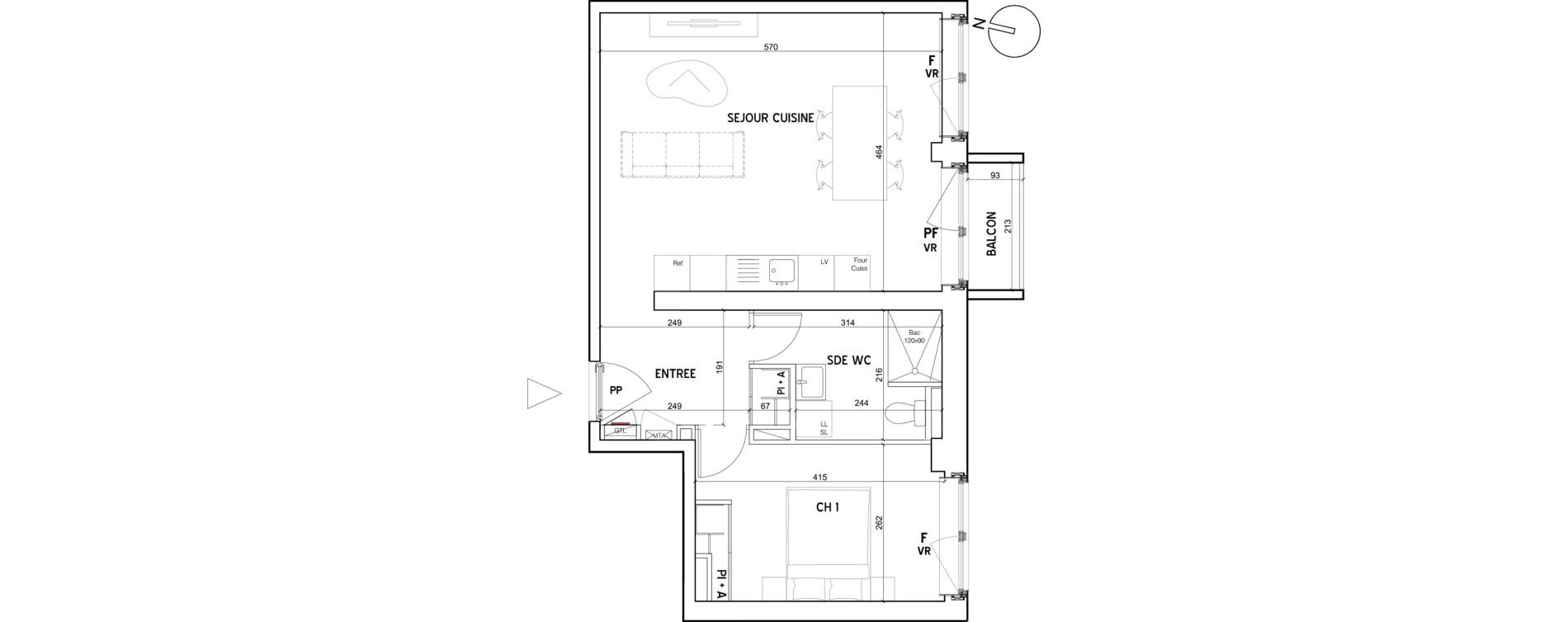 Appartement T2 de 49,20 m2 au Petit-Quevilly Centre