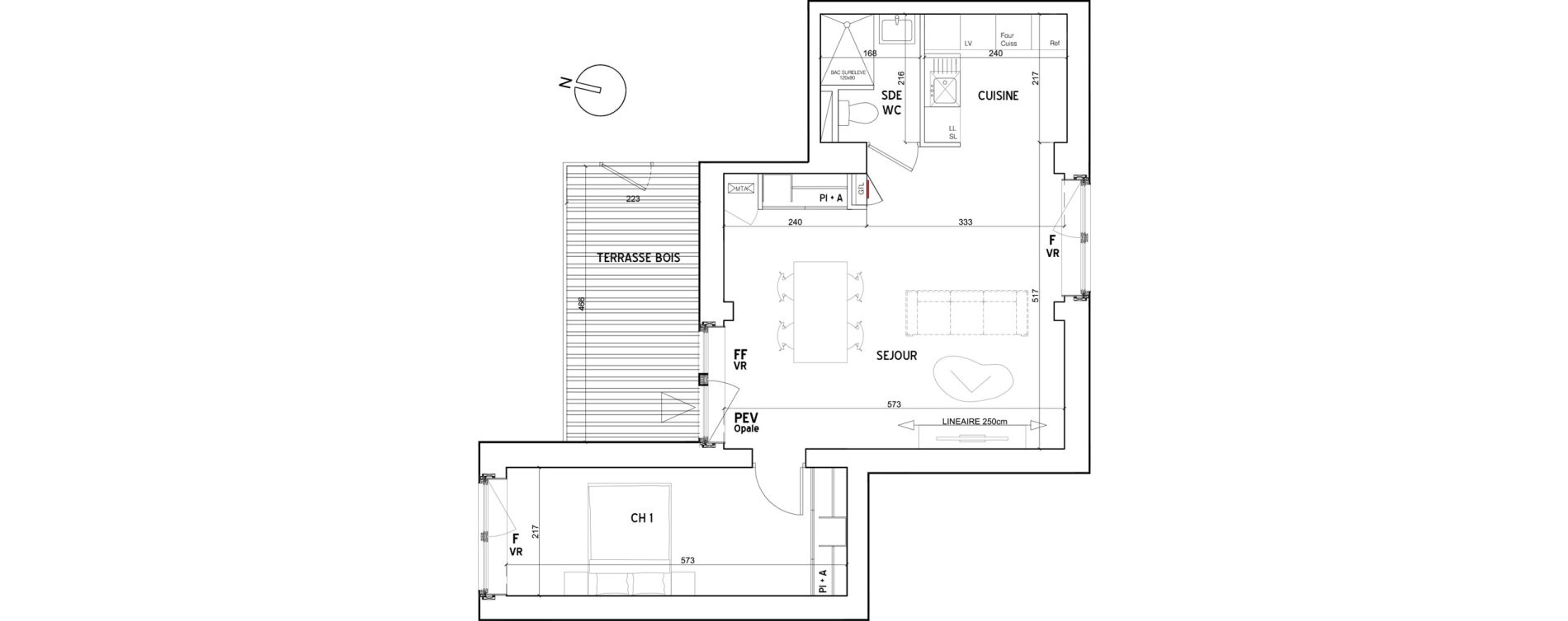 Appartement T2 de 49,40 m2 au Petit-Quevilly Centre