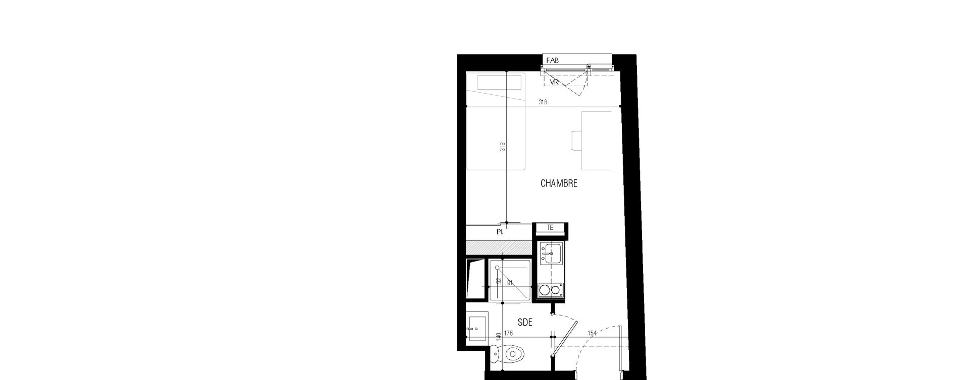 Appartement T1 meubl&eacute; de 19,01 m2 au Petit-Quevilly Centre