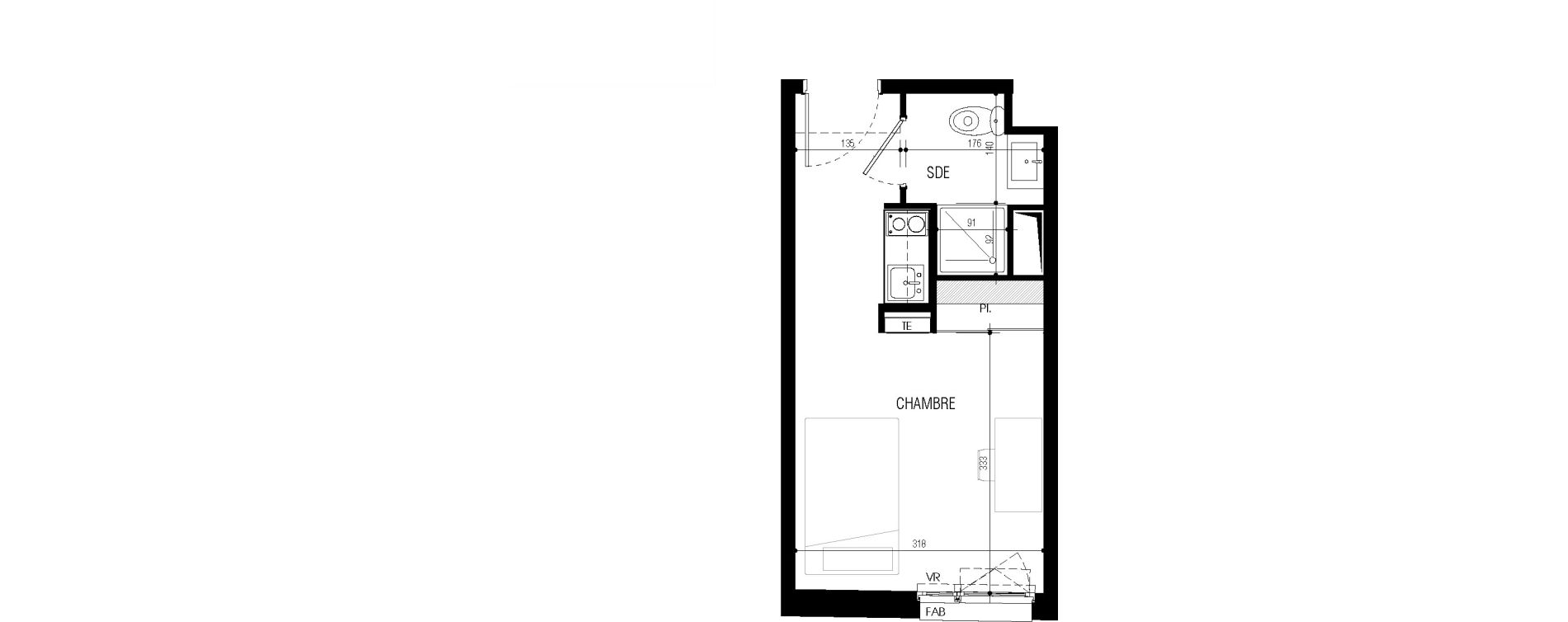 Appartement T1 meubl&eacute; de 18,94 m2 au Petit-Quevilly Centre