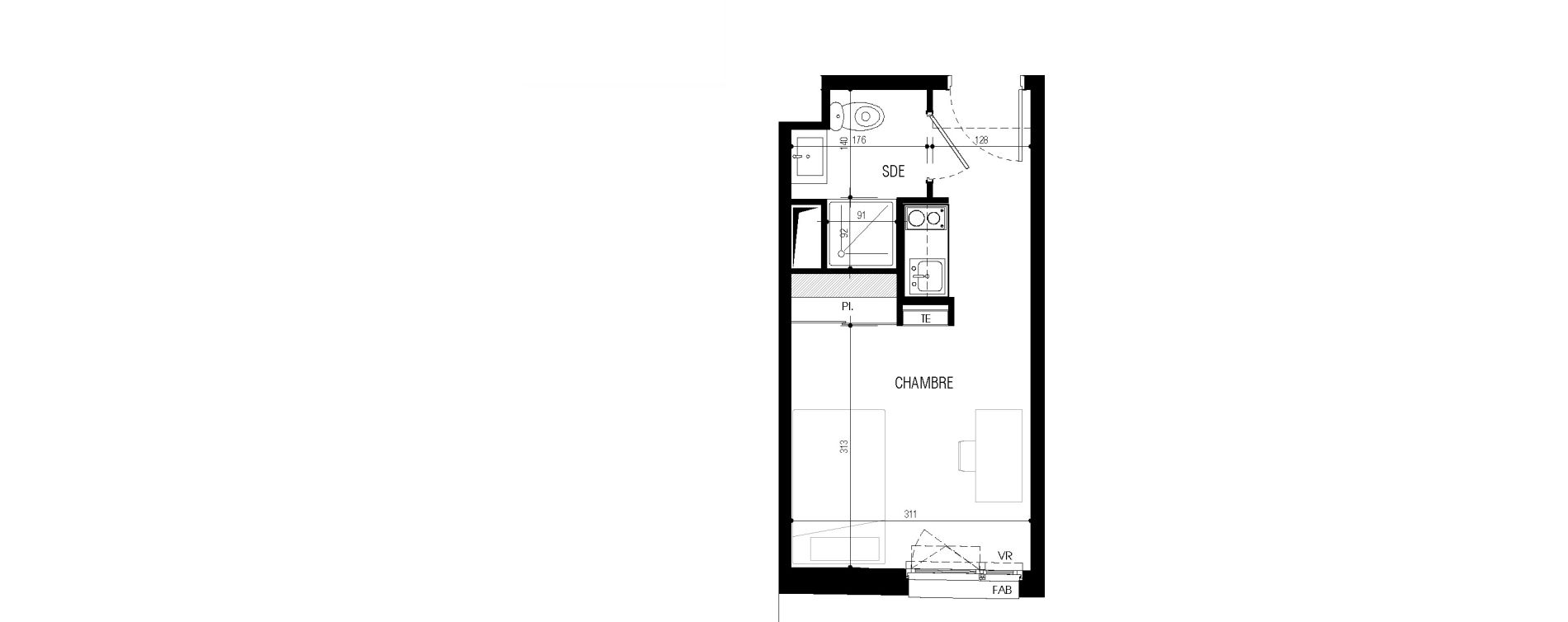 Appartement T1 meubl&eacute; de 18,03 m2 au Petit-Quevilly Centre