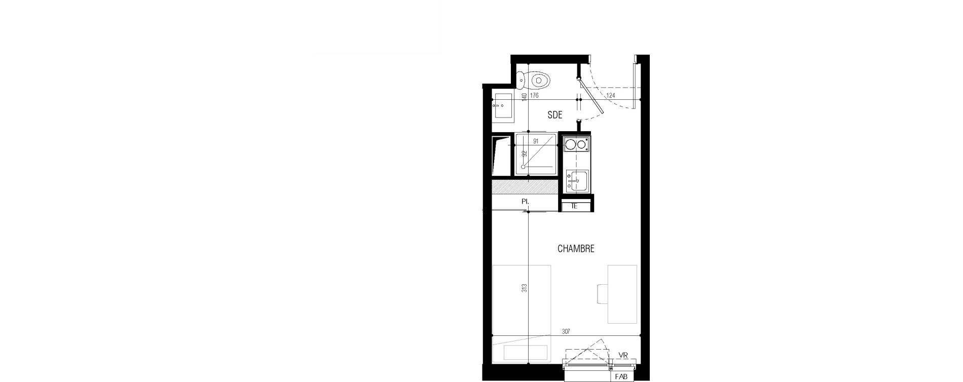 Appartement T1 meubl&eacute; de 17,73 m2 au Petit-Quevilly Centre