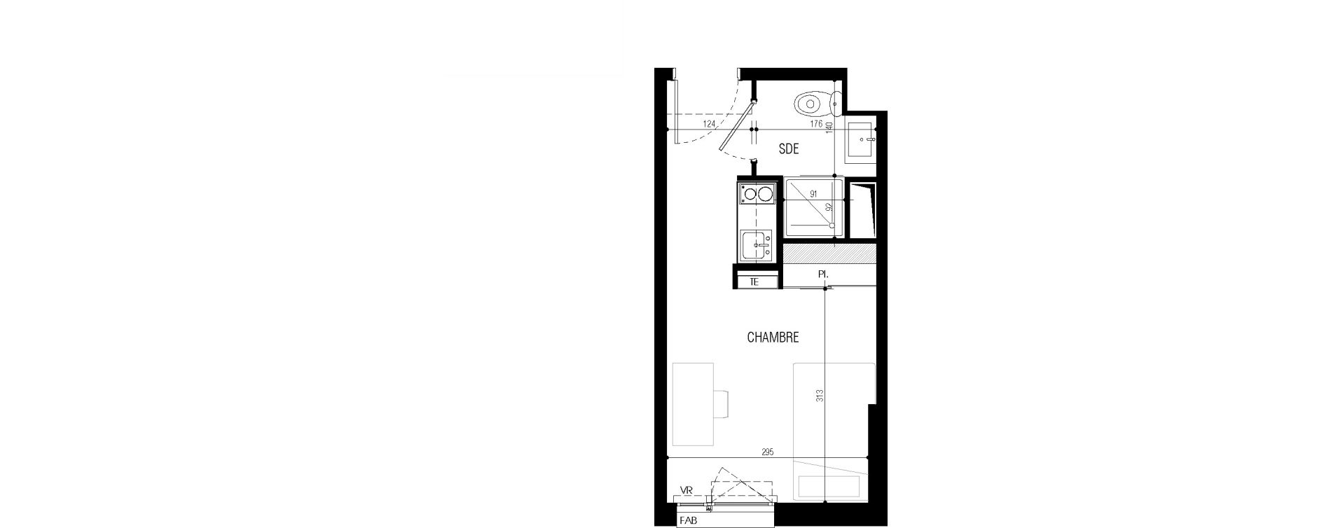 Appartement T1 meubl&eacute; de 17,58 m2 au Petit-Quevilly Centre
