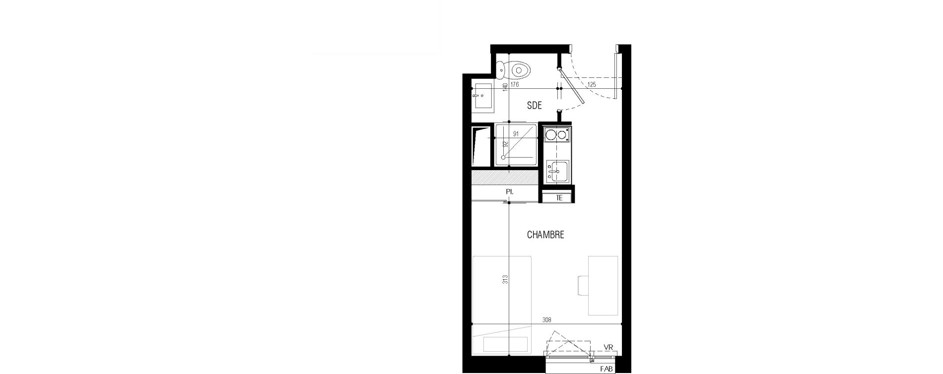 Appartement T1 de 17,79 m2 au Petit-Quevilly Centre