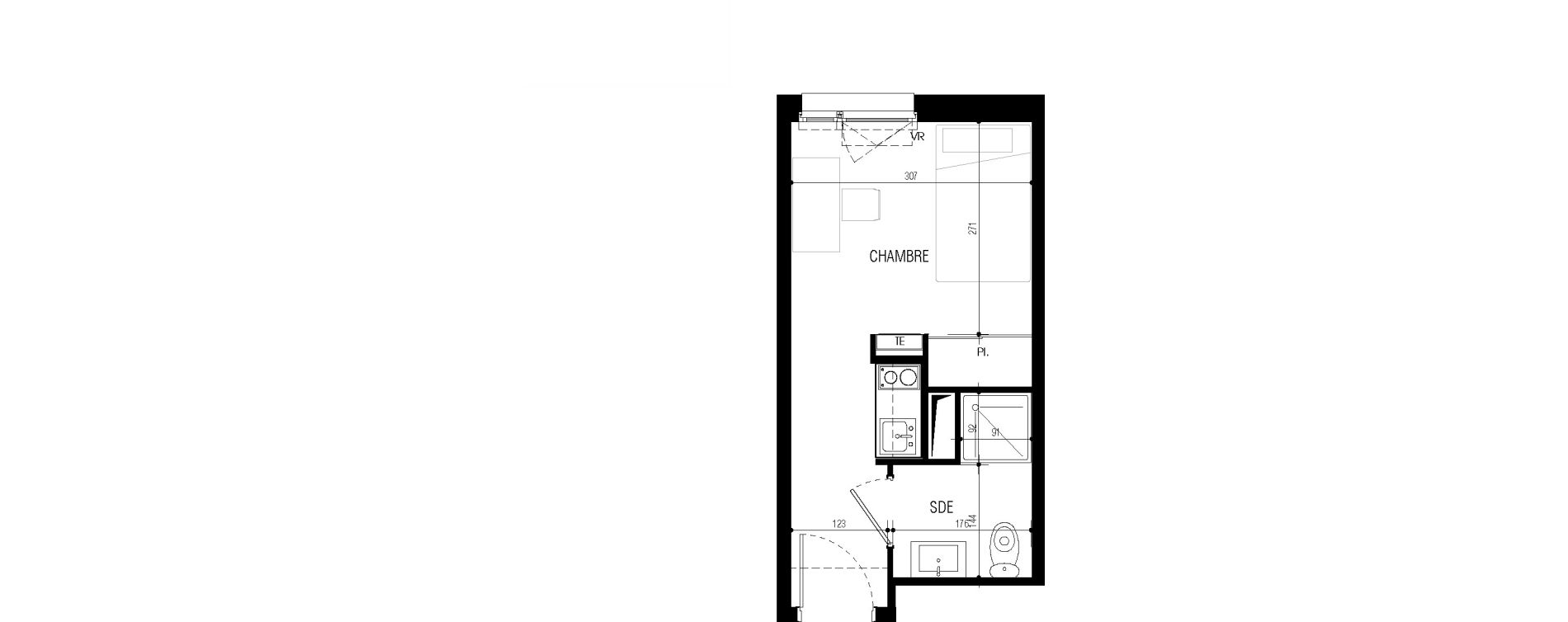 Appartement T1 de 17,33 m2 au Petit-Quevilly Centre