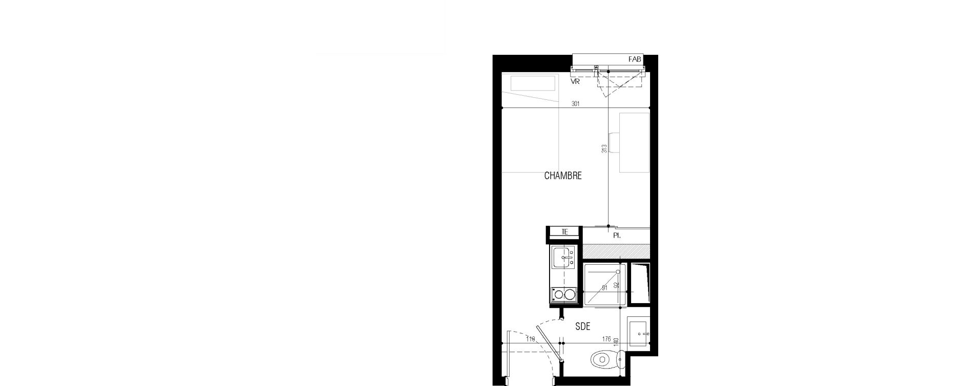 Appartement T1 meubl&eacute; de 17,36 m2 au Petit-Quevilly Centre
