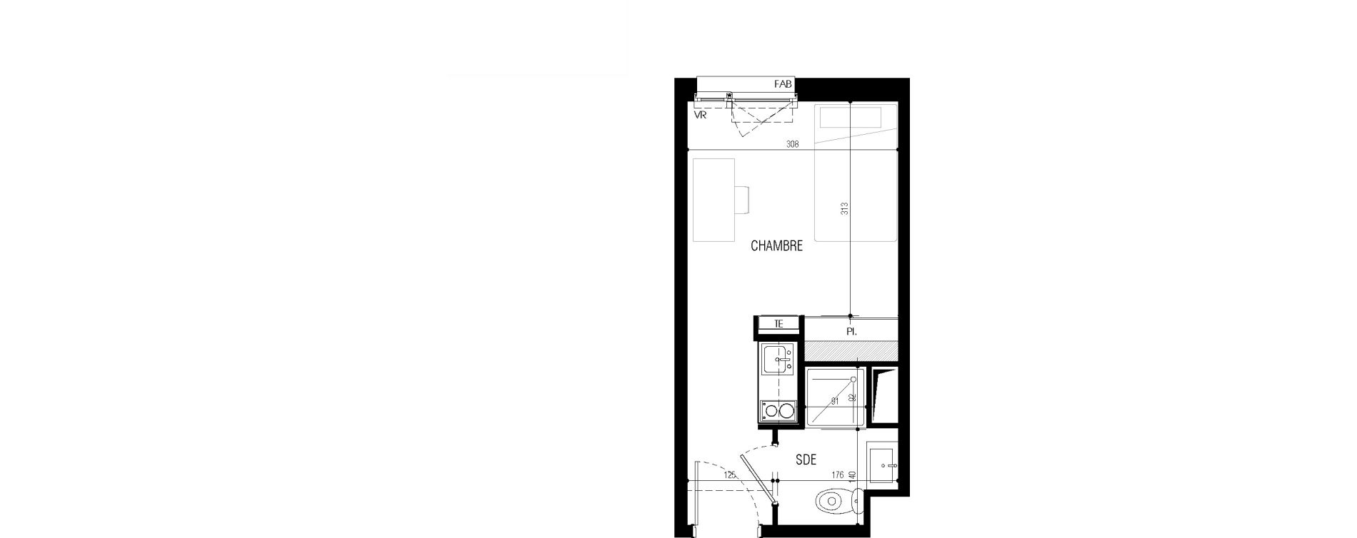 Appartement T1 de 17,79 m2 au Petit-Quevilly Centre