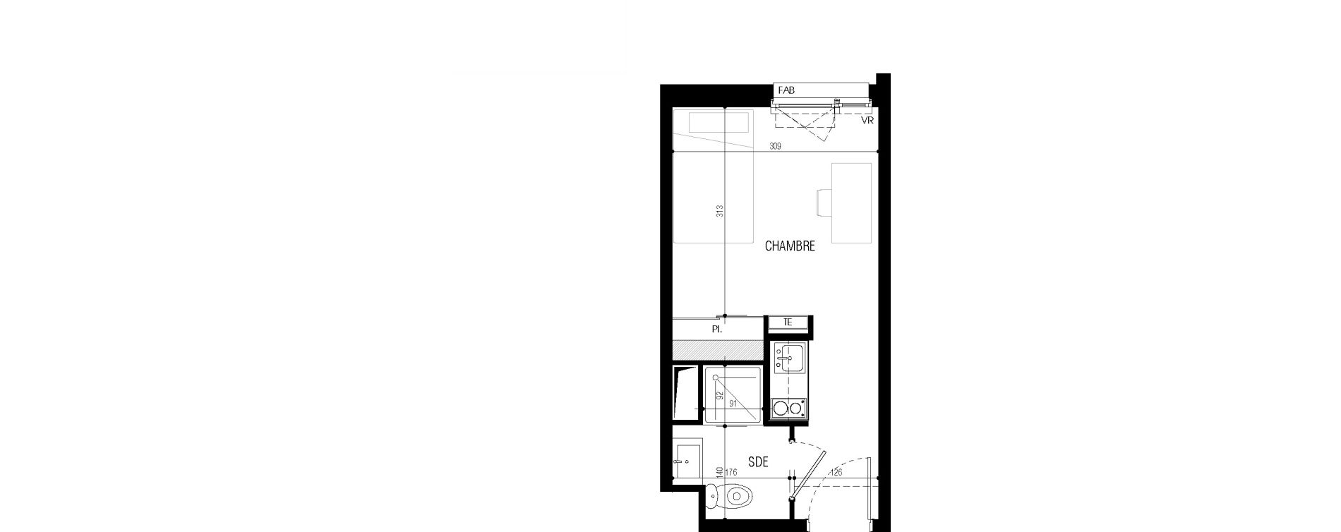Appartement T1 de 17,85 m2 au Petit-Quevilly Centre