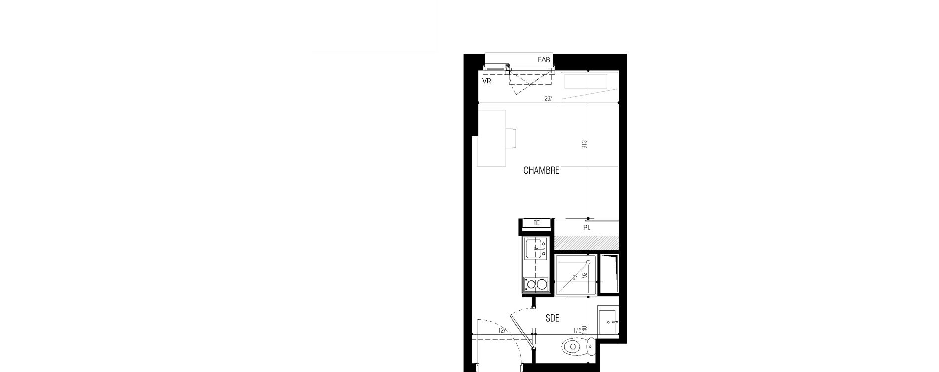Appartement T1 meubl&eacute; de 17,76 m2 au Petit-Quevilly Centre