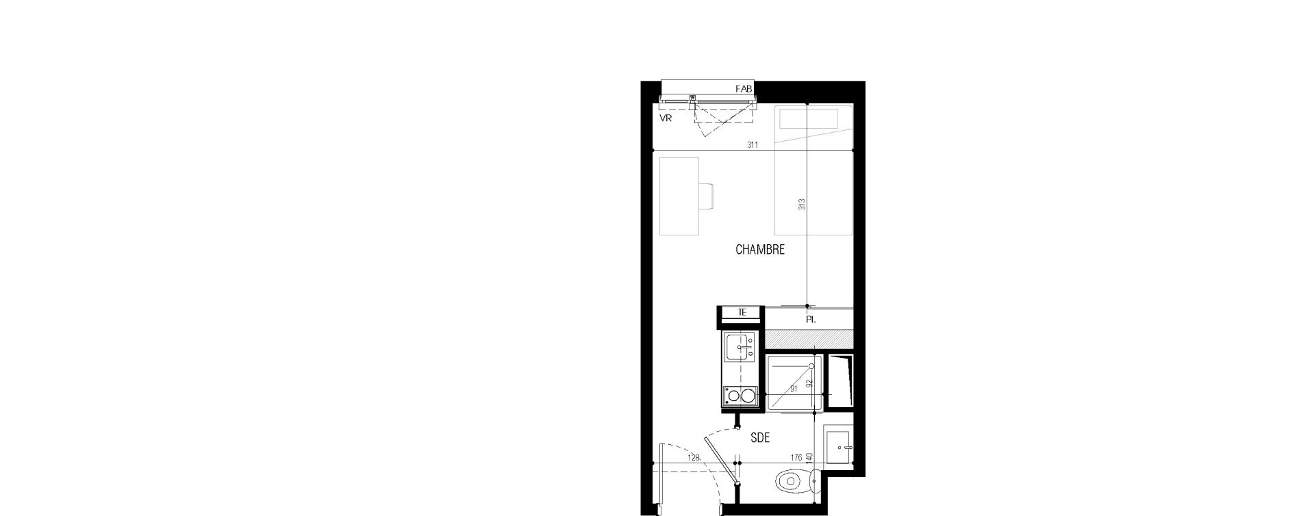 Appartement T1 meubl&eacute; de 17,95 m2 au Petit-Quevilly Centre