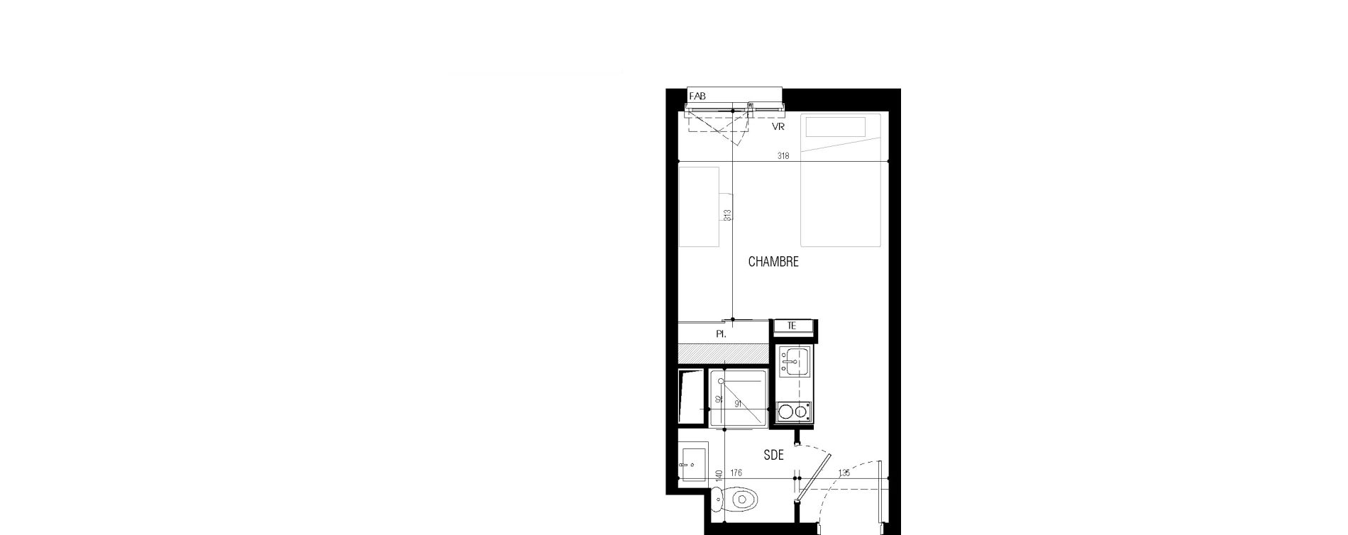 Appartement T1 meubl&eacute; de 18,38 m2 au Petit-Quevilly Centre