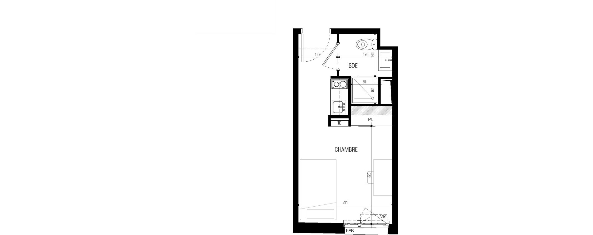 Appartement T1 meubl&eacute; de 18,18 m2 au Petit-Quevilly Centre