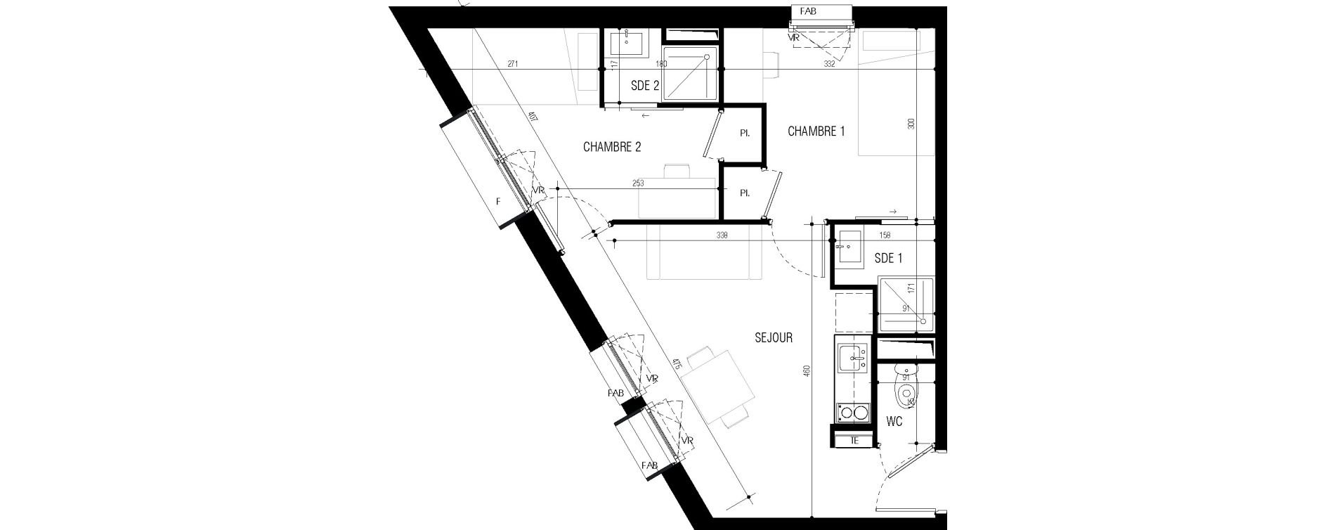 Appartement T3 meubl&eacute; de 41,74 m2 au Petit-Quevilly Centre