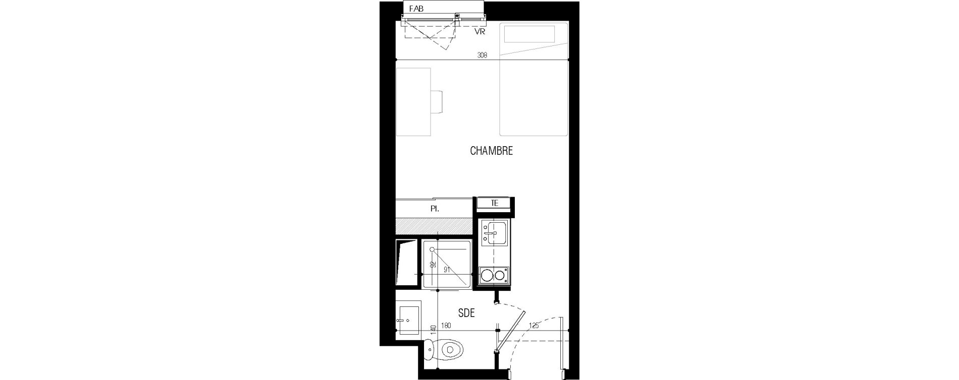 Appartement T1 meubl&eacute; de 17,79 m2 au Petit-Quevilly Centre