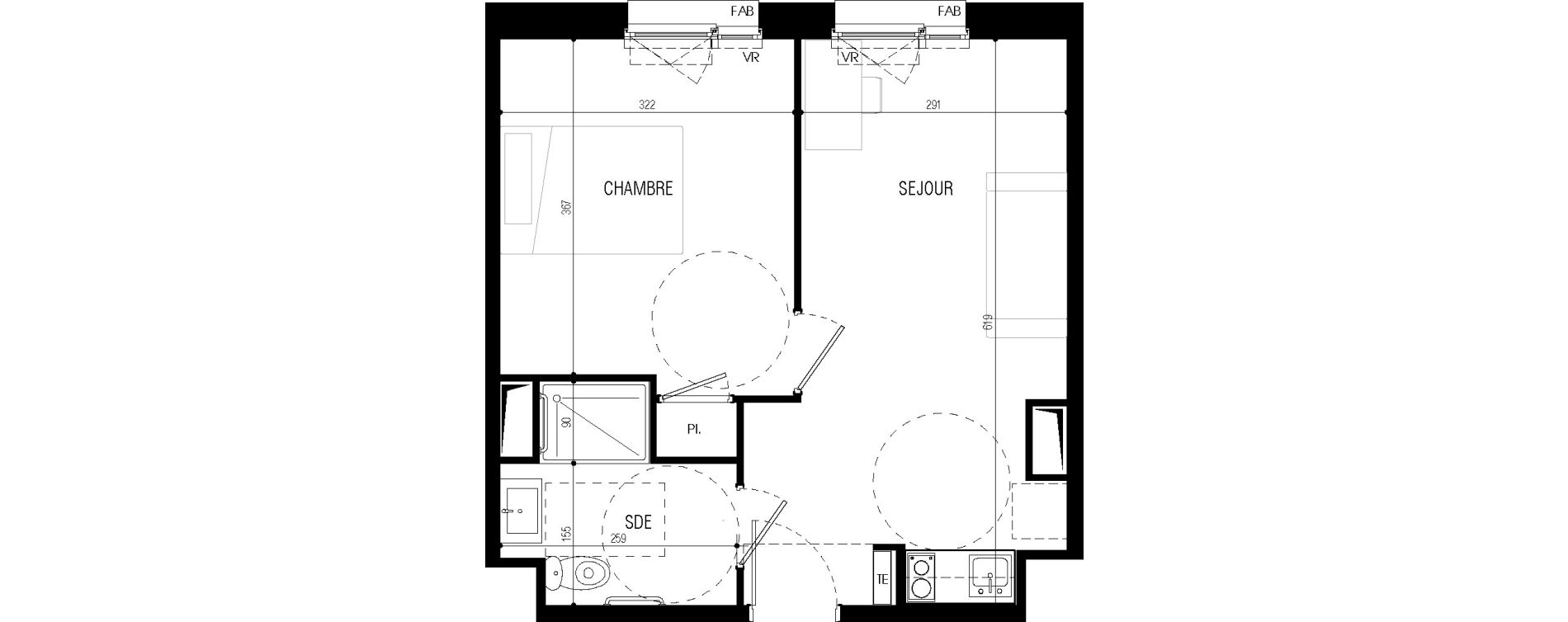 Appartement T2 meubl&eacute; de 36,04 m2 au Petit-Quevilly Centre
