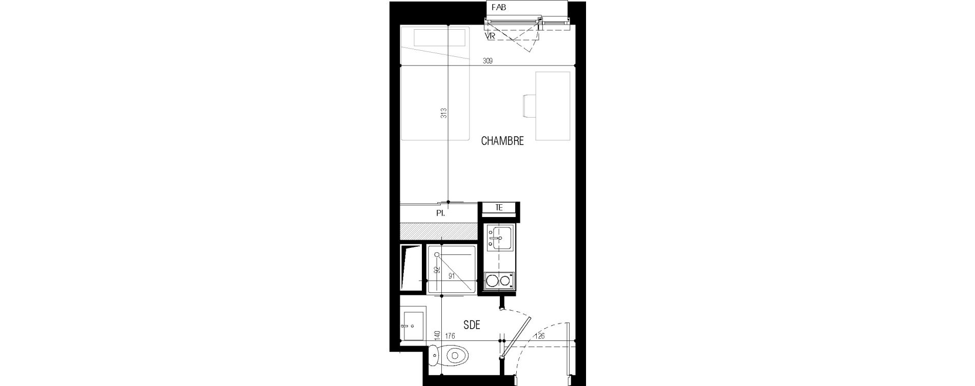Appartement T1 meubl&eacute; de 17,85 m2 au Petit-Quevilly Centre