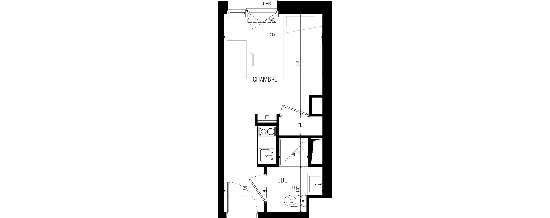 Appartement T1 de 16,65 m2 au Petit-Quevilly Centre