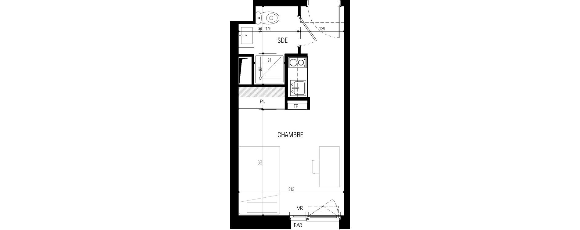 Appartement T1 meubl&eacute; de 18,04 m2 au Petit-Quevilly Centre