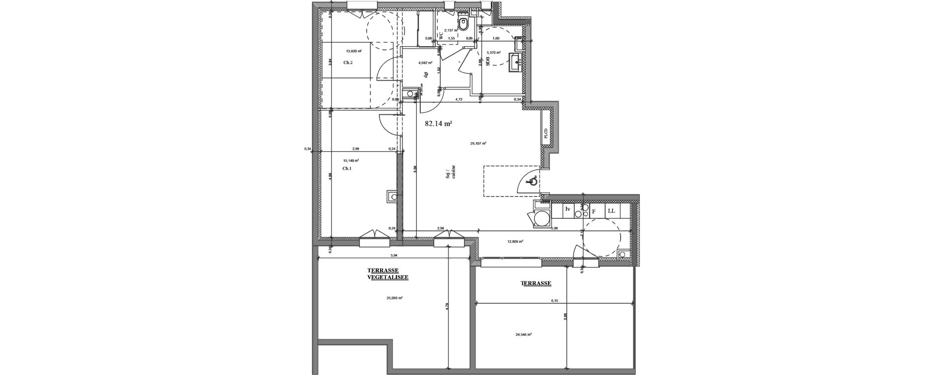Appartement T3 de 82,14 m2 au Petit-Quevilly Centre