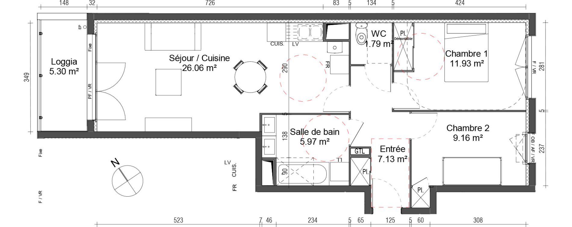 Appartement T3 de 62,04 m2 au Petit-Quevilly Centre