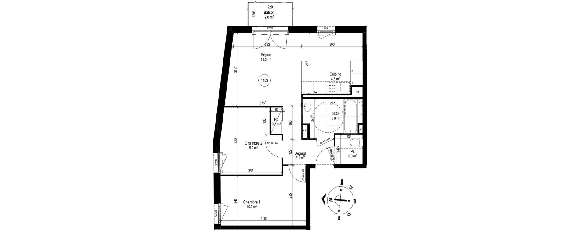 Appartement T3 de 53,60 m2 au Petit-Quevilly Centre