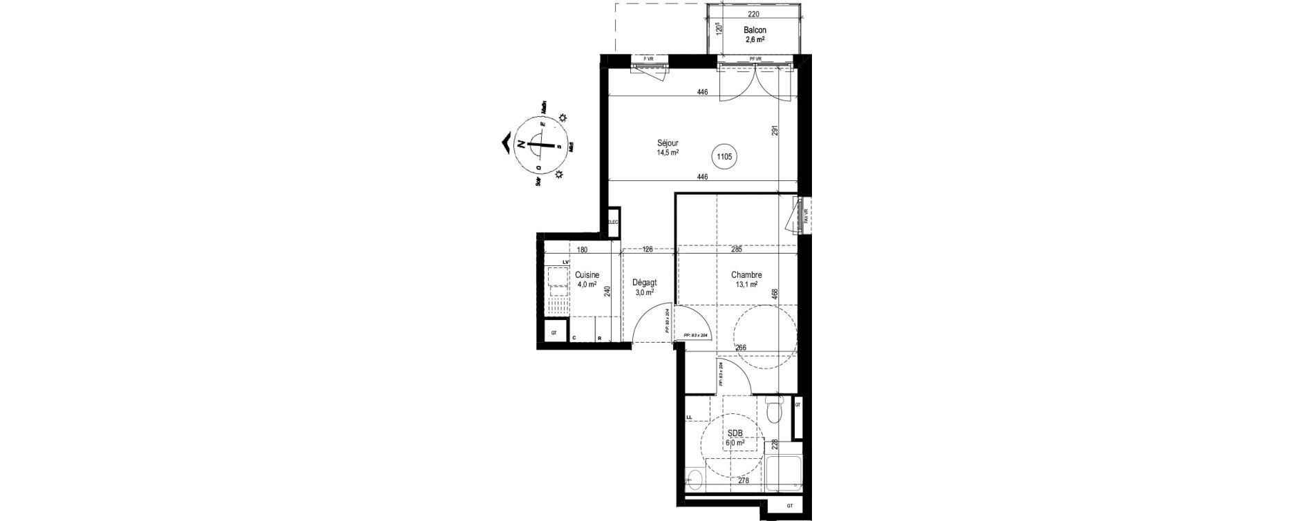 Appartement T2 de 40,60 m2 au Petit-Quevilly Centre