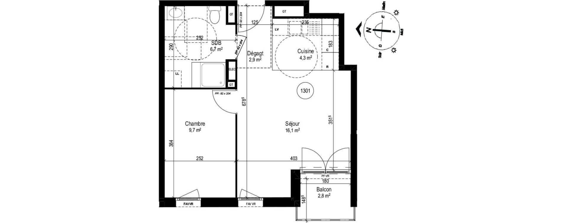 Appartement T2 de 39,70 m2 au Petit-Quevilly Centre