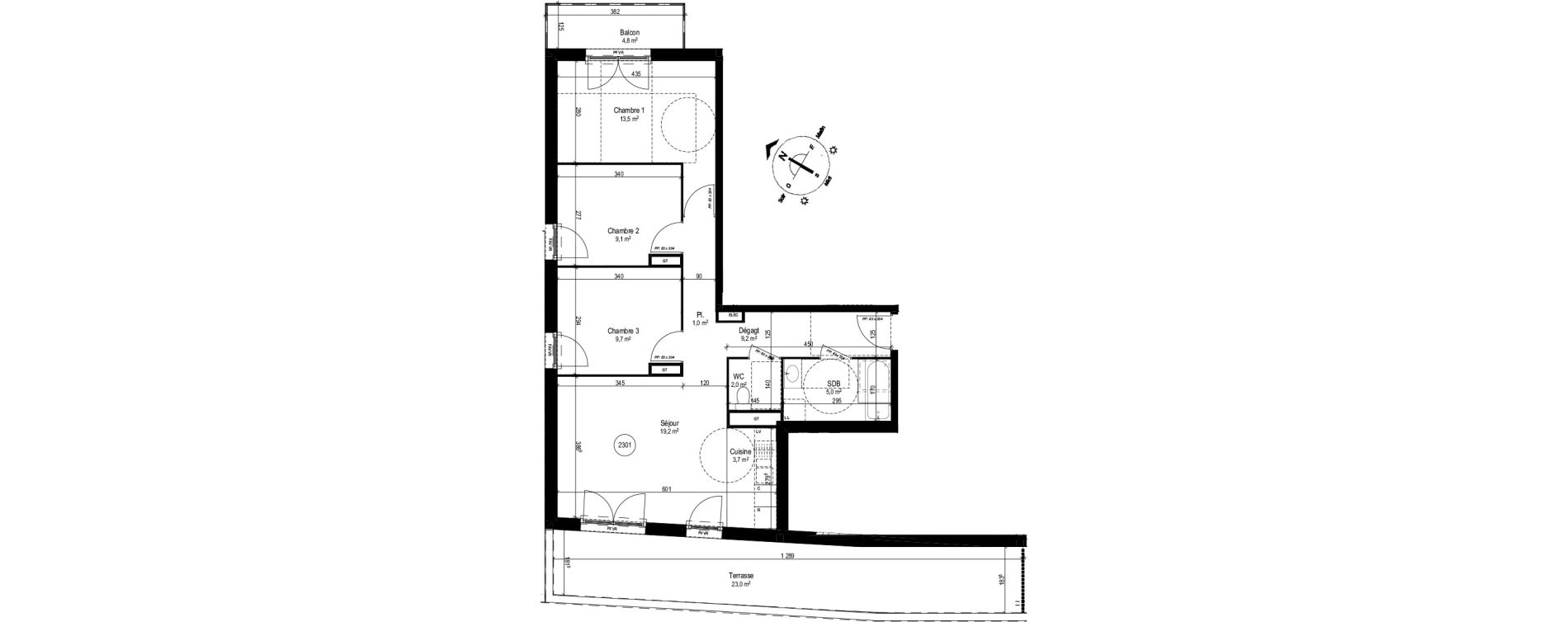 Appartement T4 de 72,40 m2 au Petit-Quevilly Centre