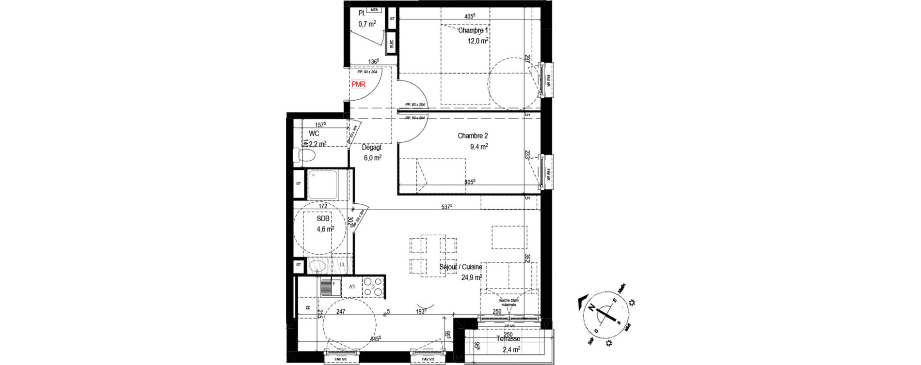 Appartement T3 de 59,80 m2 au Petit-Quevilly Centre