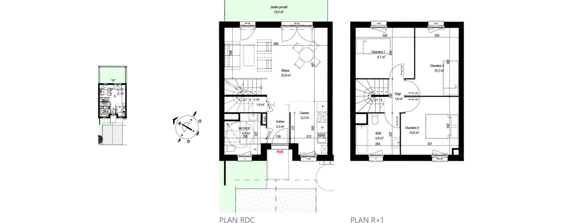 Maison T4 de 75,70 m2 au Petit-Quevilly Centre