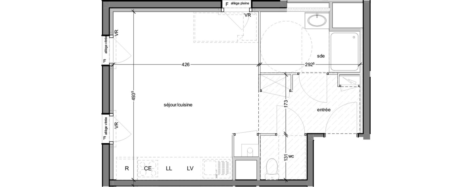 Appartement T1 de 31,92 m2 au Petit-Quevilly Jardin des plantes - les canadiens