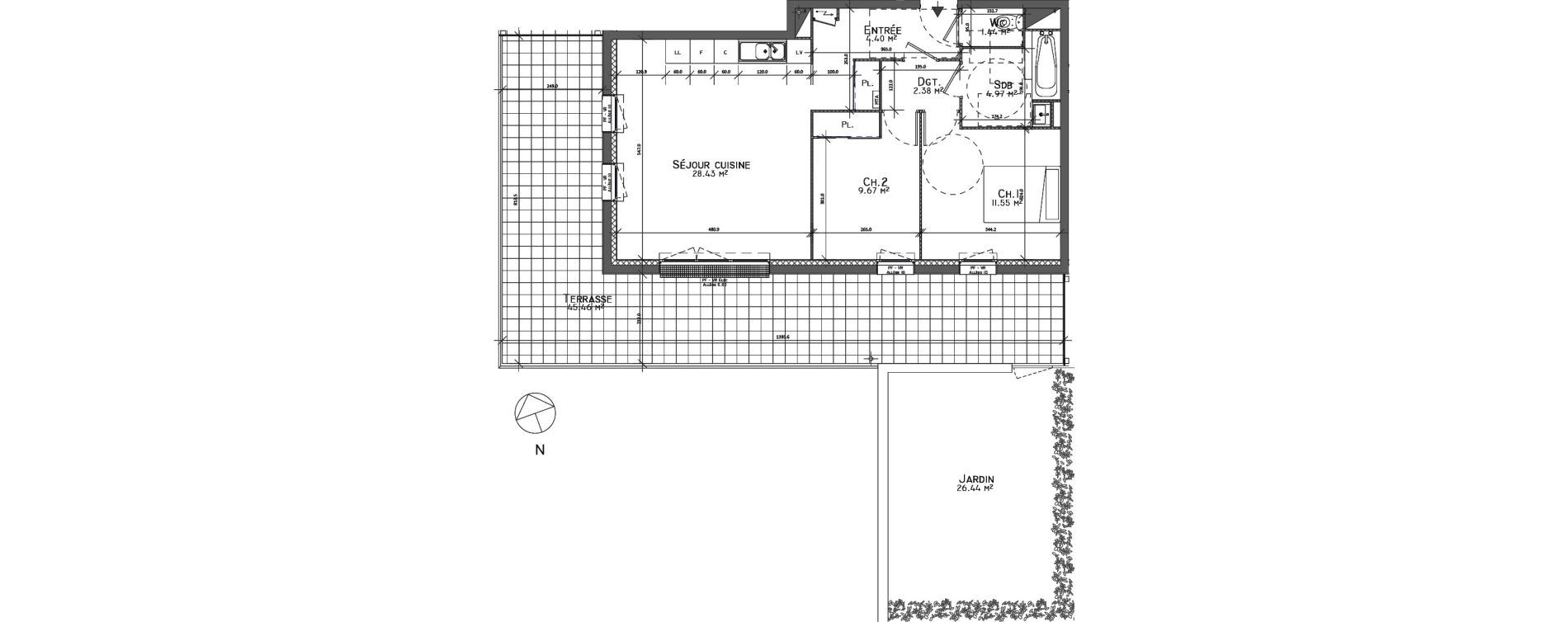 Appartement T3 de 62,84 m2 au Petit-Quevilly Centre