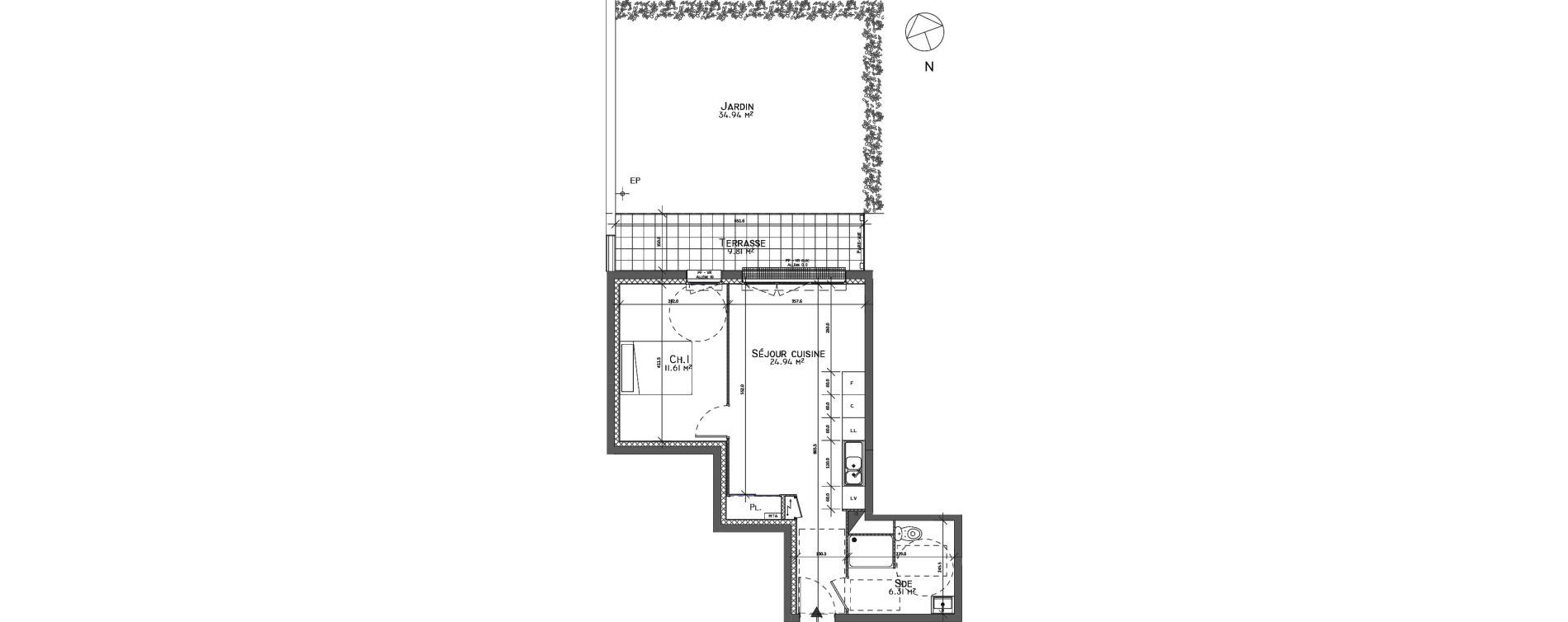 Appartement T2 de 42,86 m2 au Petit-Quevilly Centre