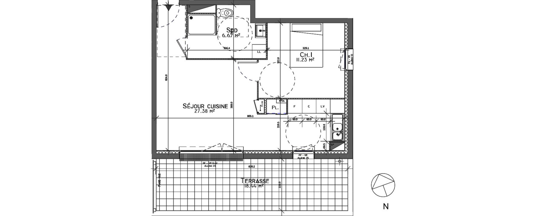 Appartement T2 de 45,28 m2 au Petit-Quevilly Centre
