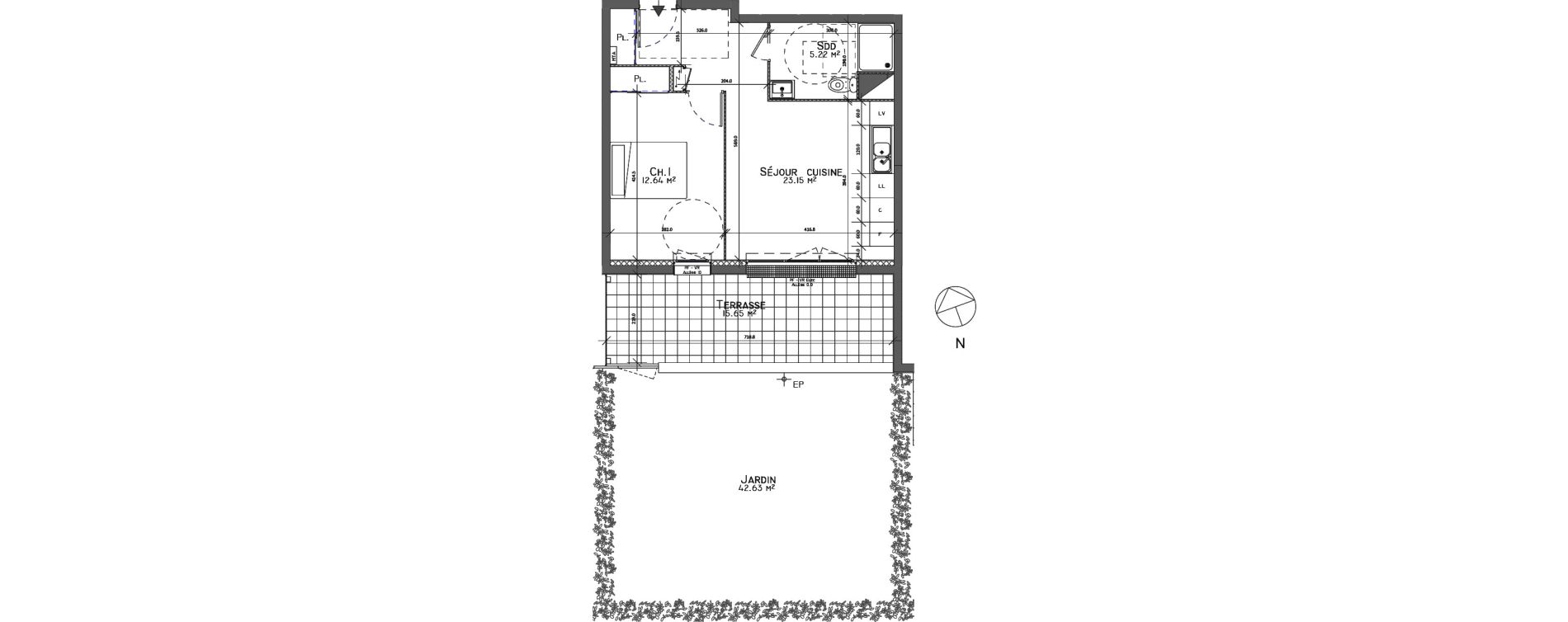 Appartement T2 de 41,01 m2 au Petit-Quevilly Centre