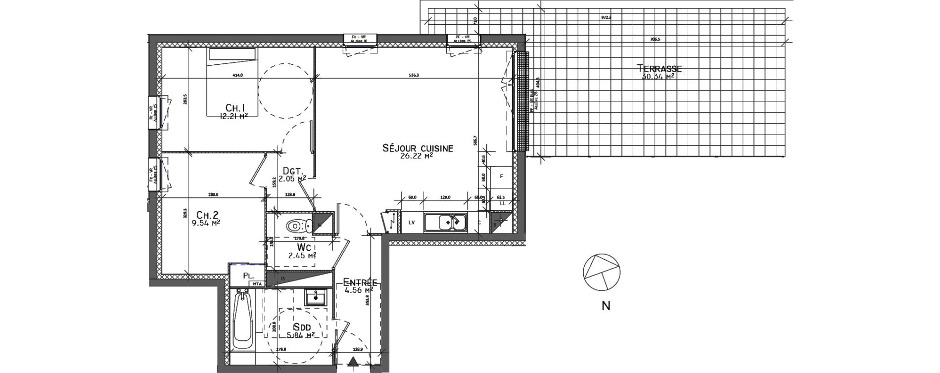 Appartement T3 de 62,87 m2 au Petit-Quevilly Centre