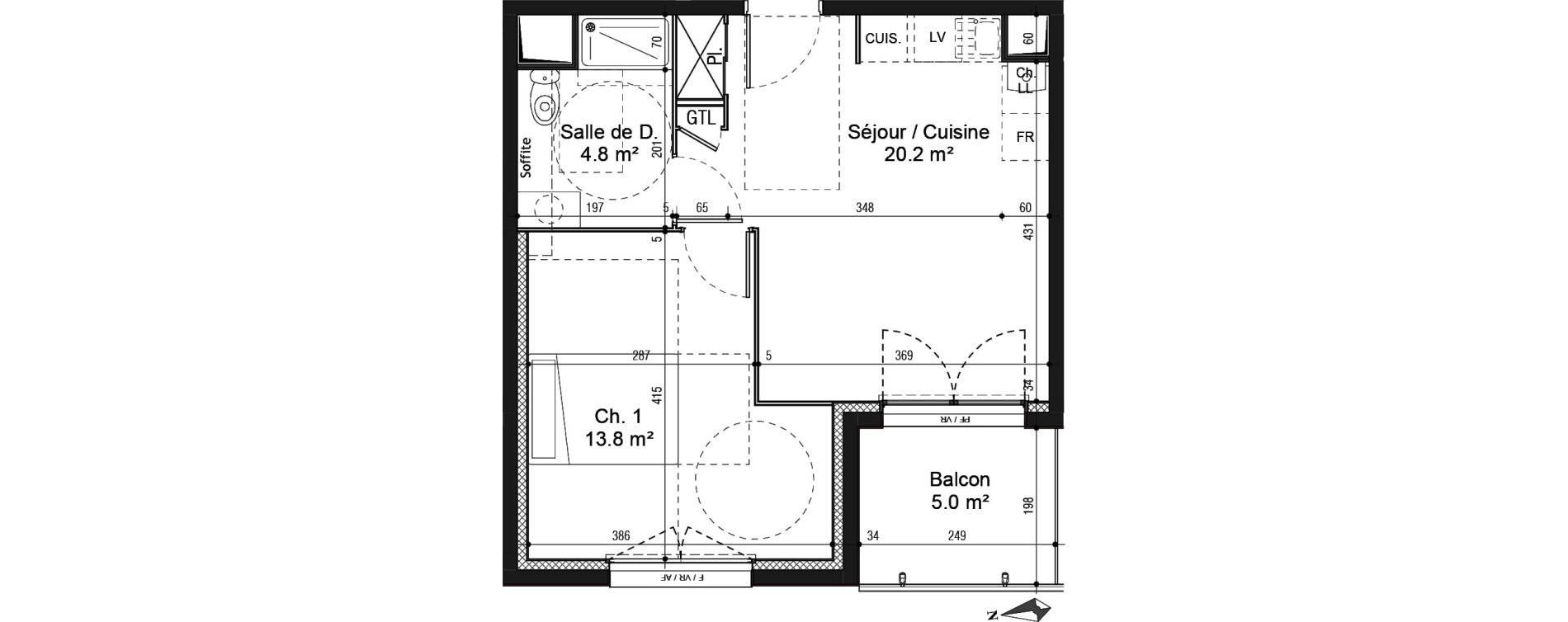 Appartement T2 de 38,90 m2 au Petit-Quevilly Centre