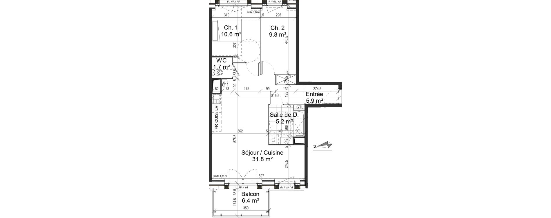 Appartement T3 de 63,30 m2 au Petit-Quevilly Centre
