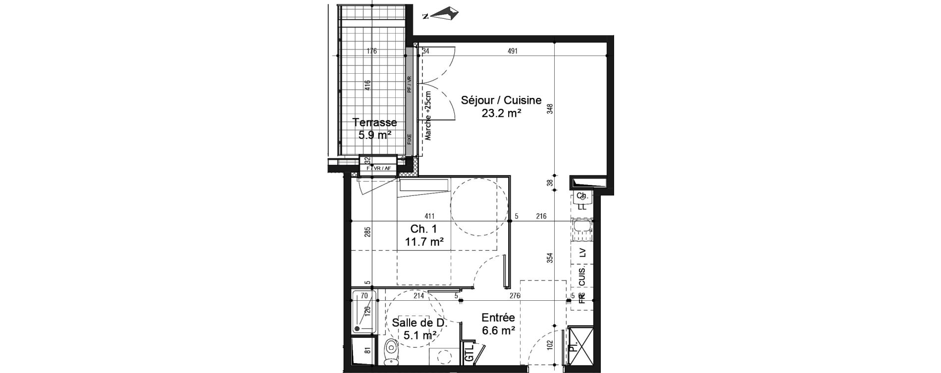 Appartement T2 de 48,30 m2 au Petit-Quevilly Centre
