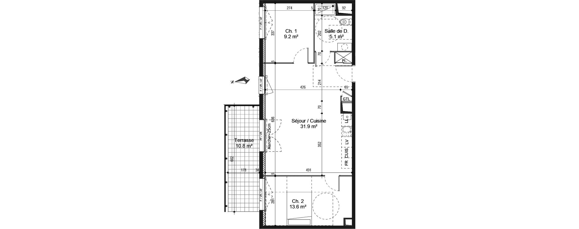 Appartement T3 de 59,80 m2 au Petit-Quevilly Centre